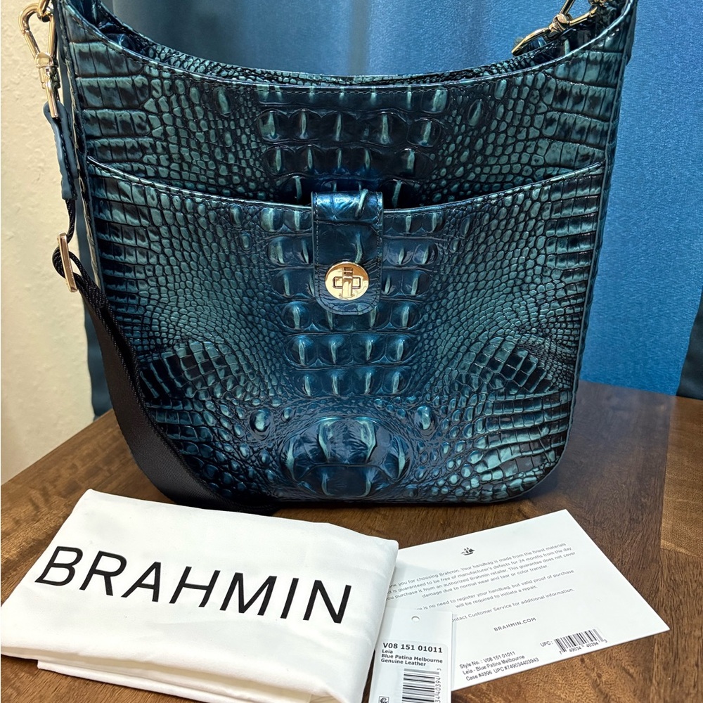 **SOLD**Brahmin NWOT Large Leia - Blue Patina Melbourne - 2 Perfect Eyes - Picture 4 of 16